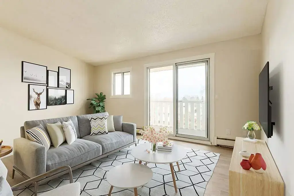 Bright living room with natural light at Genevieve in Bonnyville.