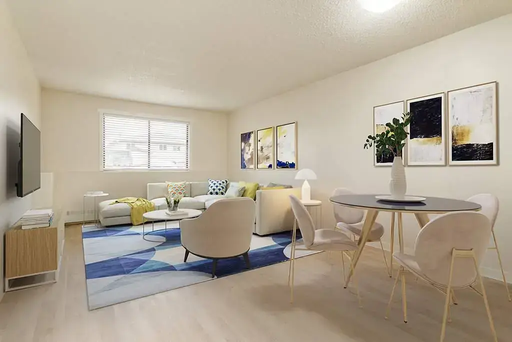 Bright living room with natural light at King Art in Bonnyville.