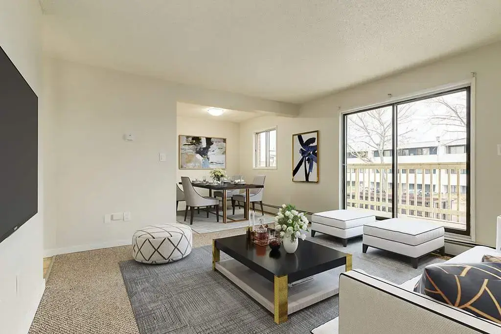 Open living room space at Lakewood Manor in Bonnyville.