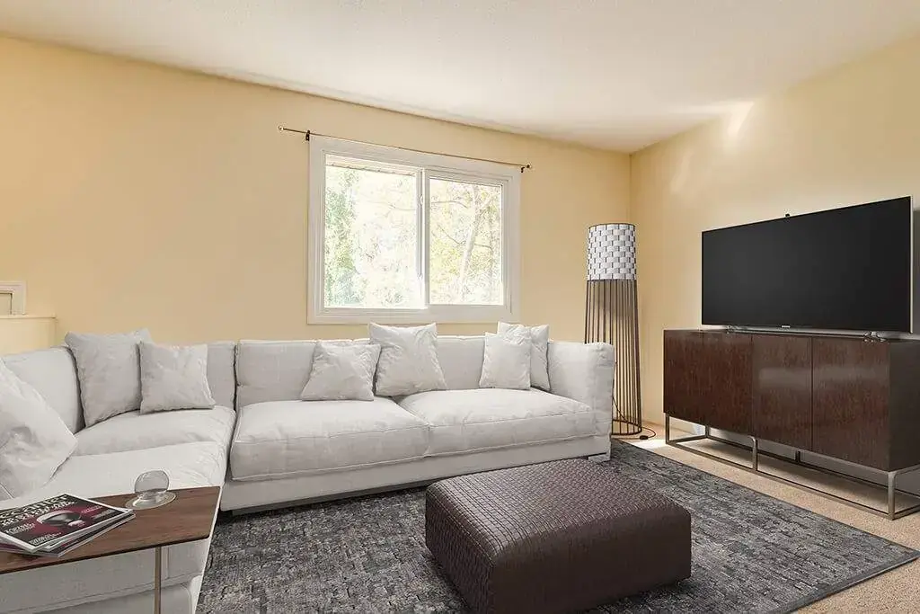 Comfortable living room at Spruce View Apartments in Camrose.