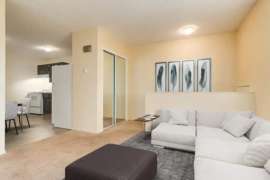 Open living room space at Spruce View Apartments in Camrose.