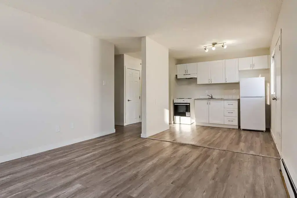 Open-concept kitchen at Aiva Manor in Edmonton