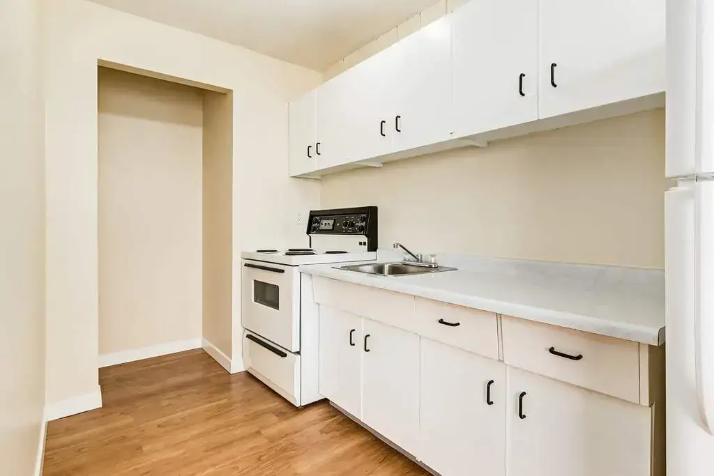 Well-appointed kitchen at Cloverdale Apartments in Edmonton.