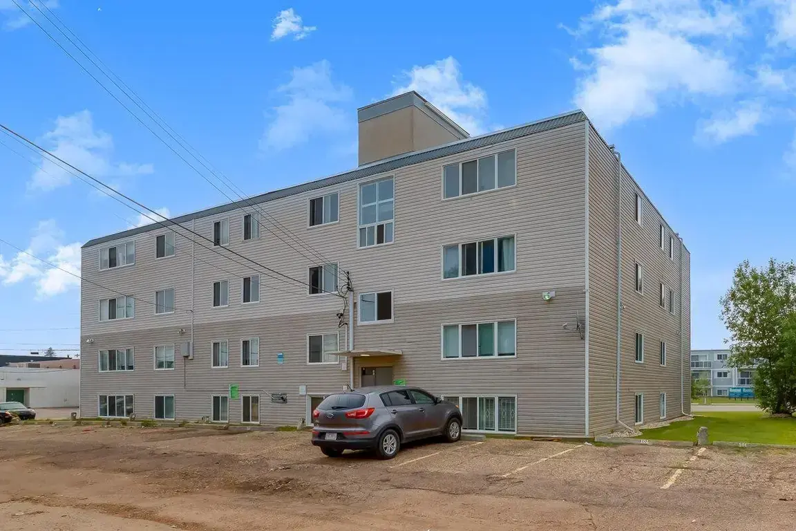 Parking lots at Cloverdale Apartments in Edmonton.