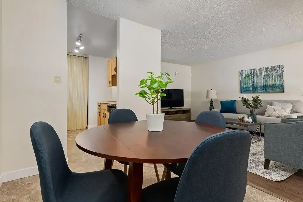 Open living room space at Hudson Court in Edmonton.