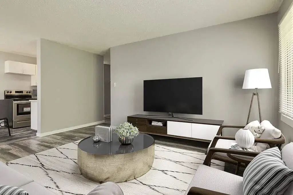 Open living room space at Lenita Manor in Edmonton.