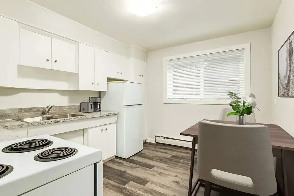 Well-appointed kitchen at Phelips Apartments in Edmonton.