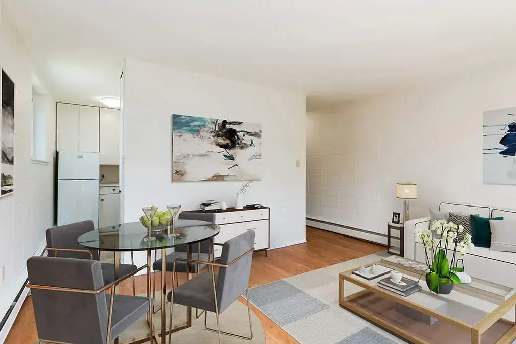 Open kitchen design connected to living space at Applewood in Lethbridge.