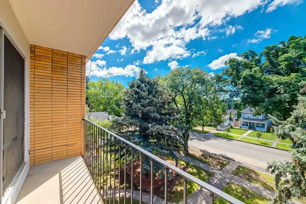 Good size balcony with a view over neighborhood at Applewood in Lethbridge.
