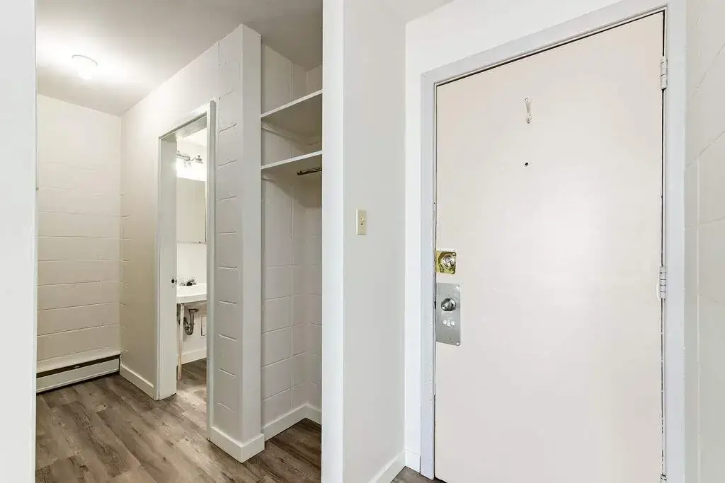 Bright bathroom and storage at Applewood in Lethbridge.