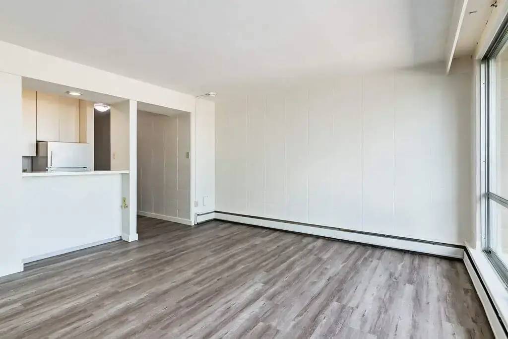 Open kitchen design connected to living space at Applewood in Lethbridge.