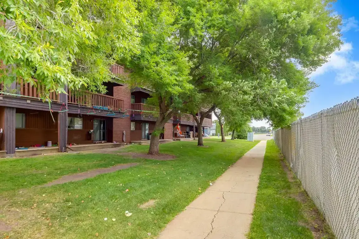 Well-maintained green area around Cambridge Court in Lloydminster.