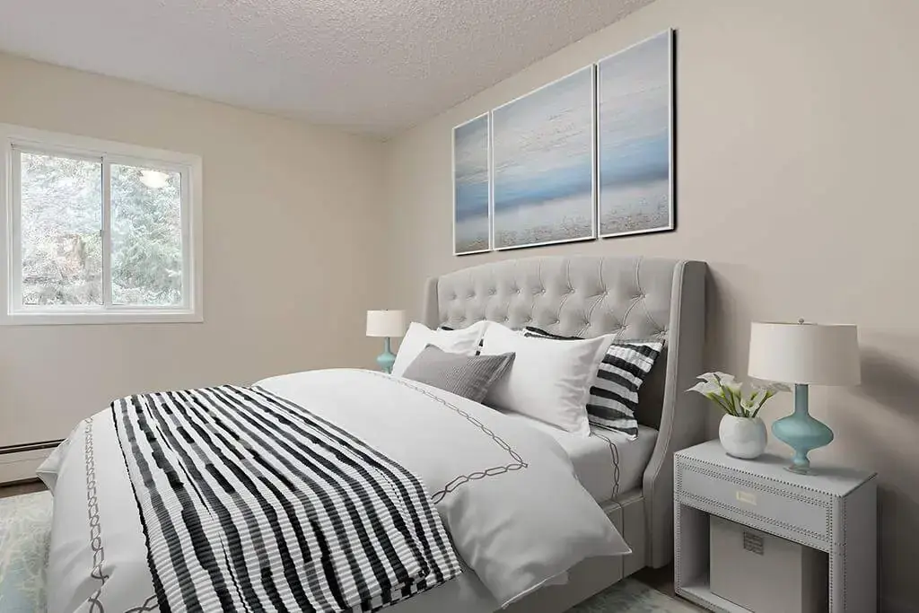 Comfortable size bedroom at Forest Gardens in Moose Jaw.