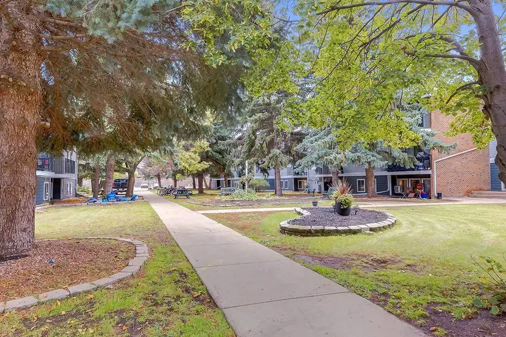 Well-maintained green space at Forest Gardens in Moose Jaw.