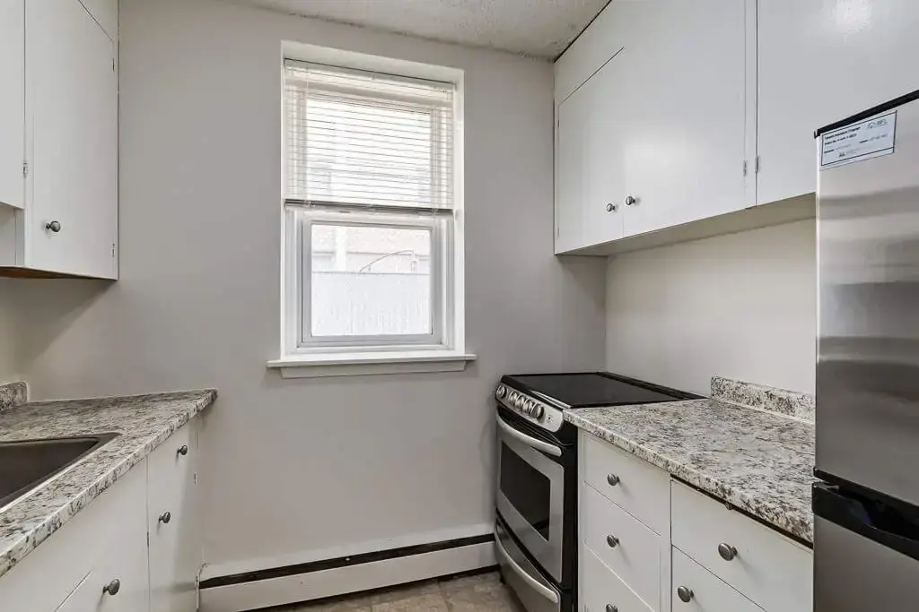 Galley style kitchen at Berkeley Manor in Saskatoon.