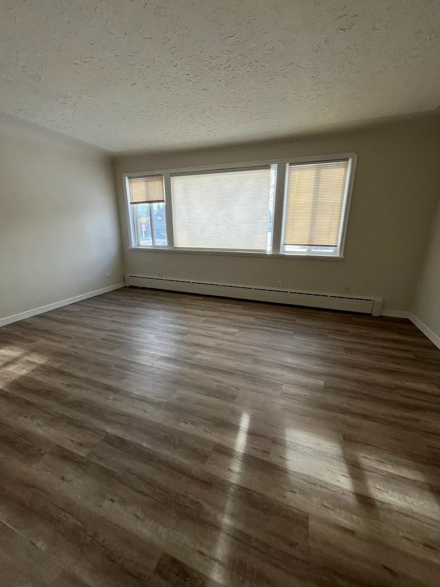 Inviting living room space at Skyview Apartments in Edmonton.
