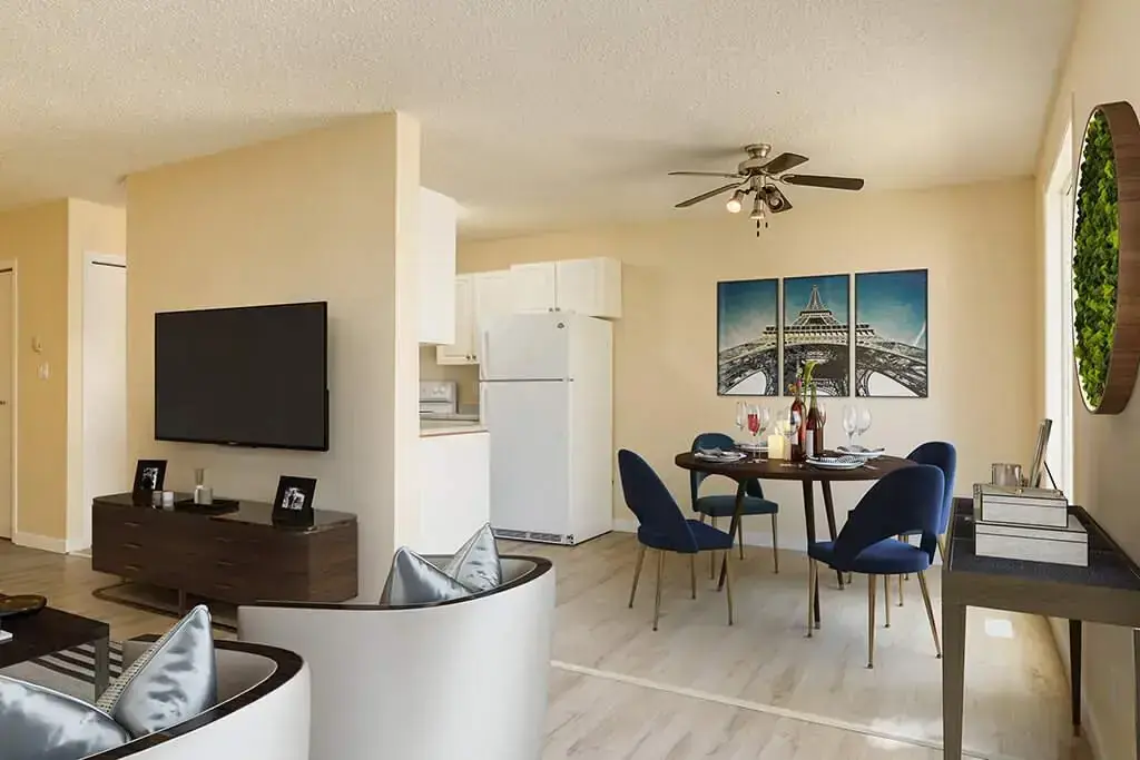 Open living and dining room space at Gerard Estates in Wetaskiwin.