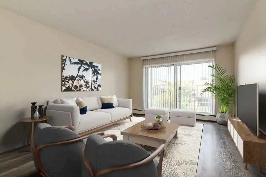 Inviting living room space at Westwind Apartments in Wetaskiwin.