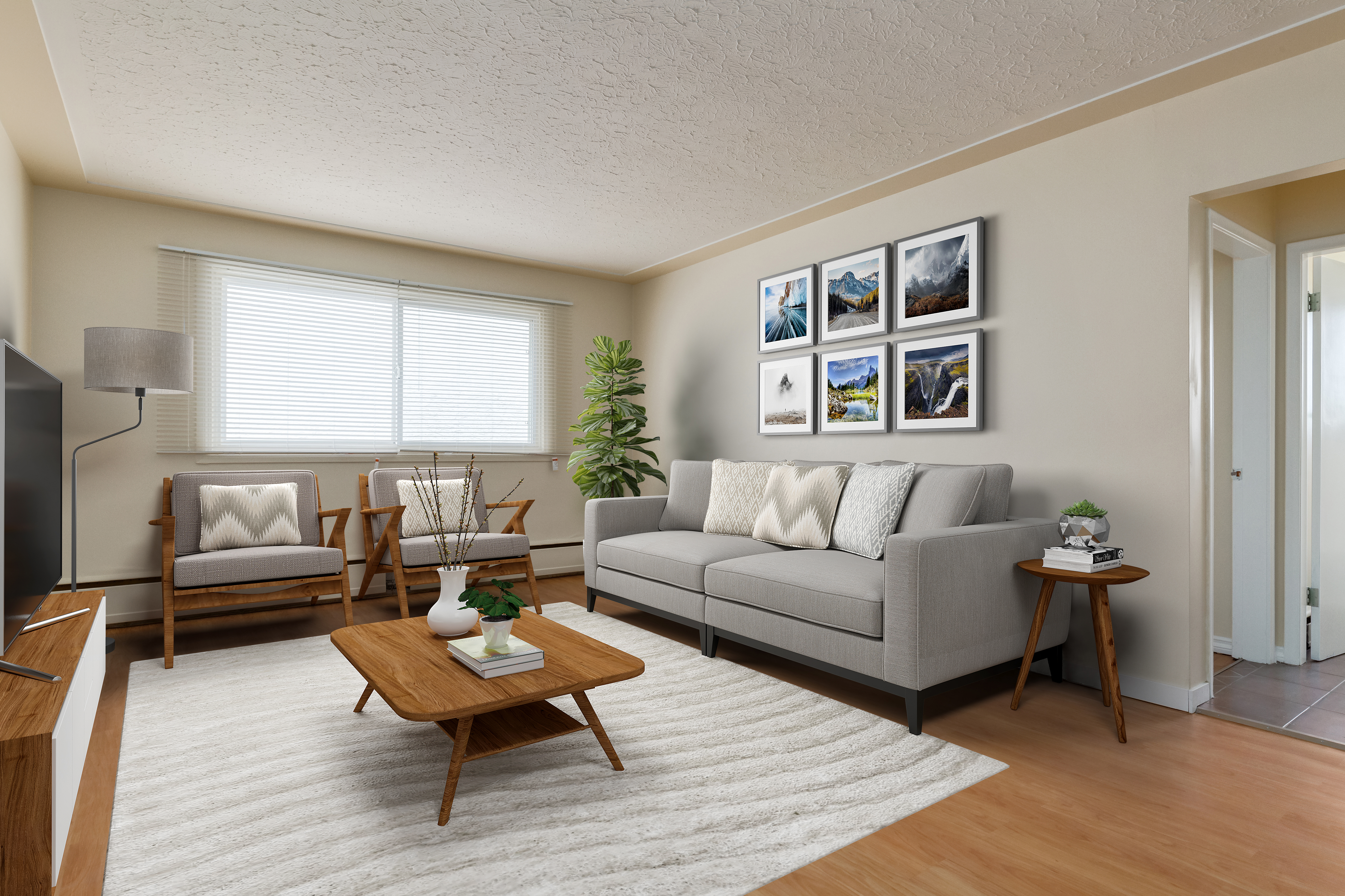 Image of couches inside Steven Manor in Edmonton.