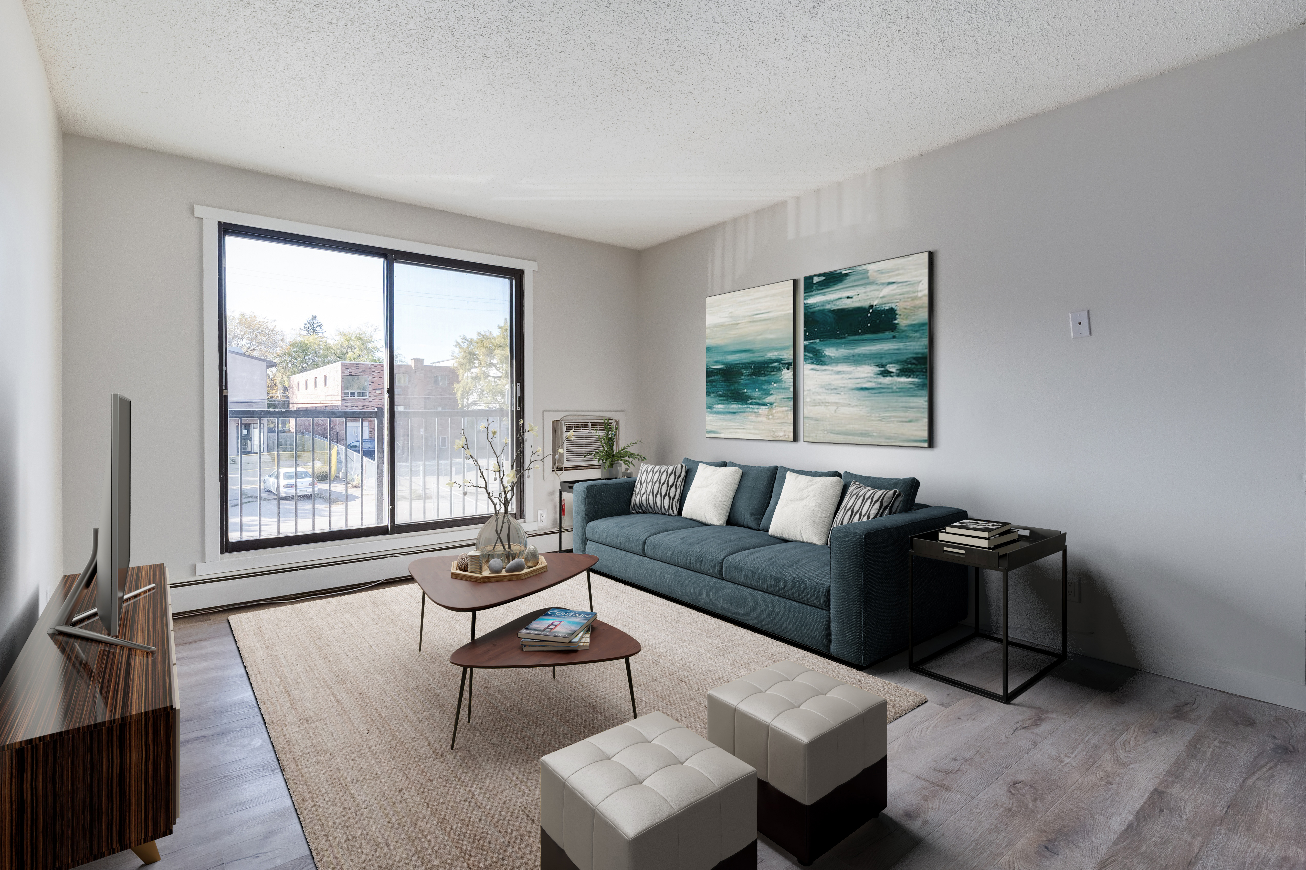 Image of couches inside a Saskatoon apartment.