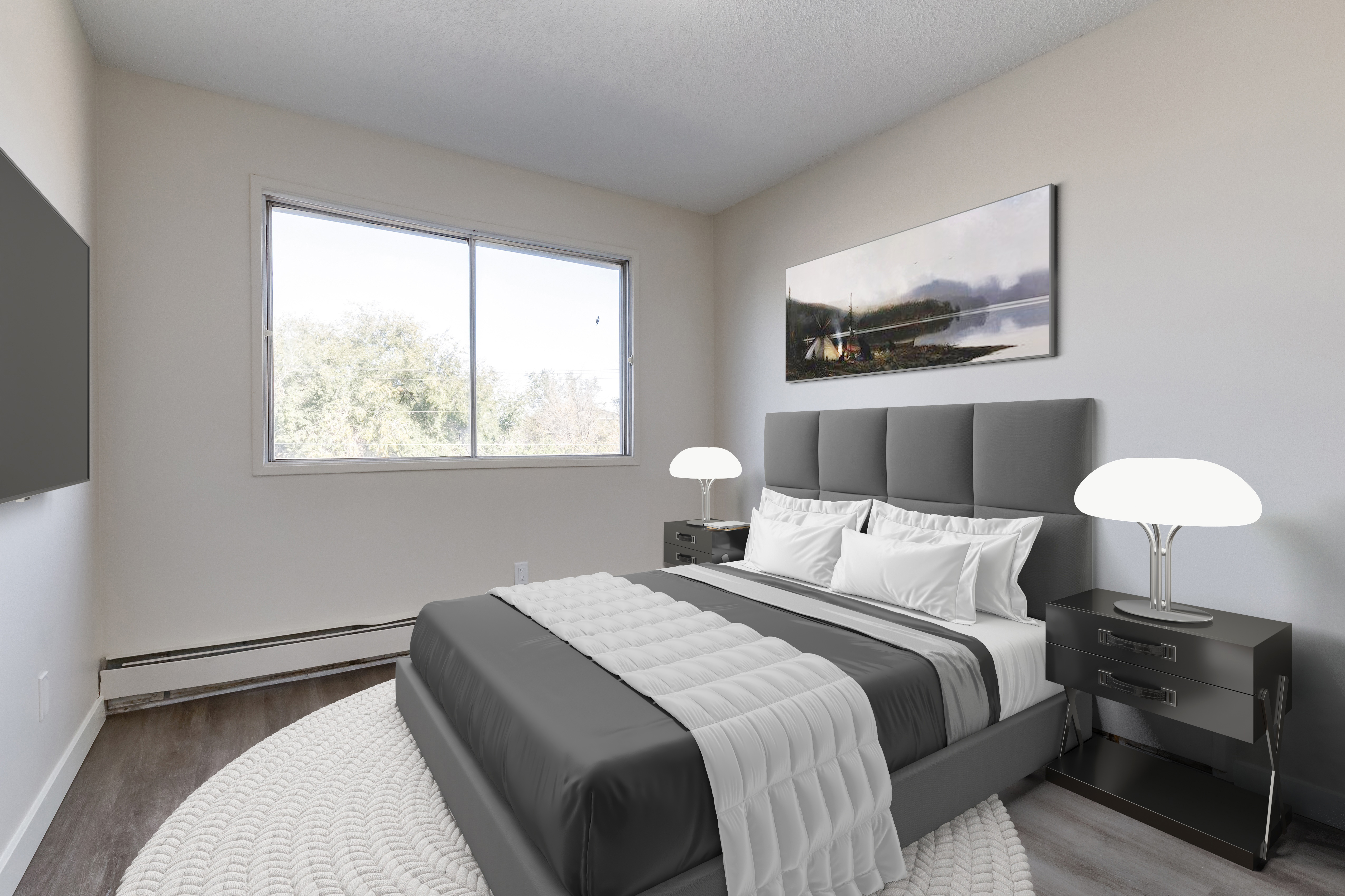 Image of a bedroom inside Lady Smith Apartments.