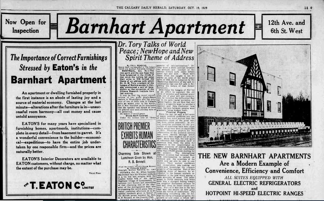 See what the Calgary Daily Herald said about the Barnhart in 1929.