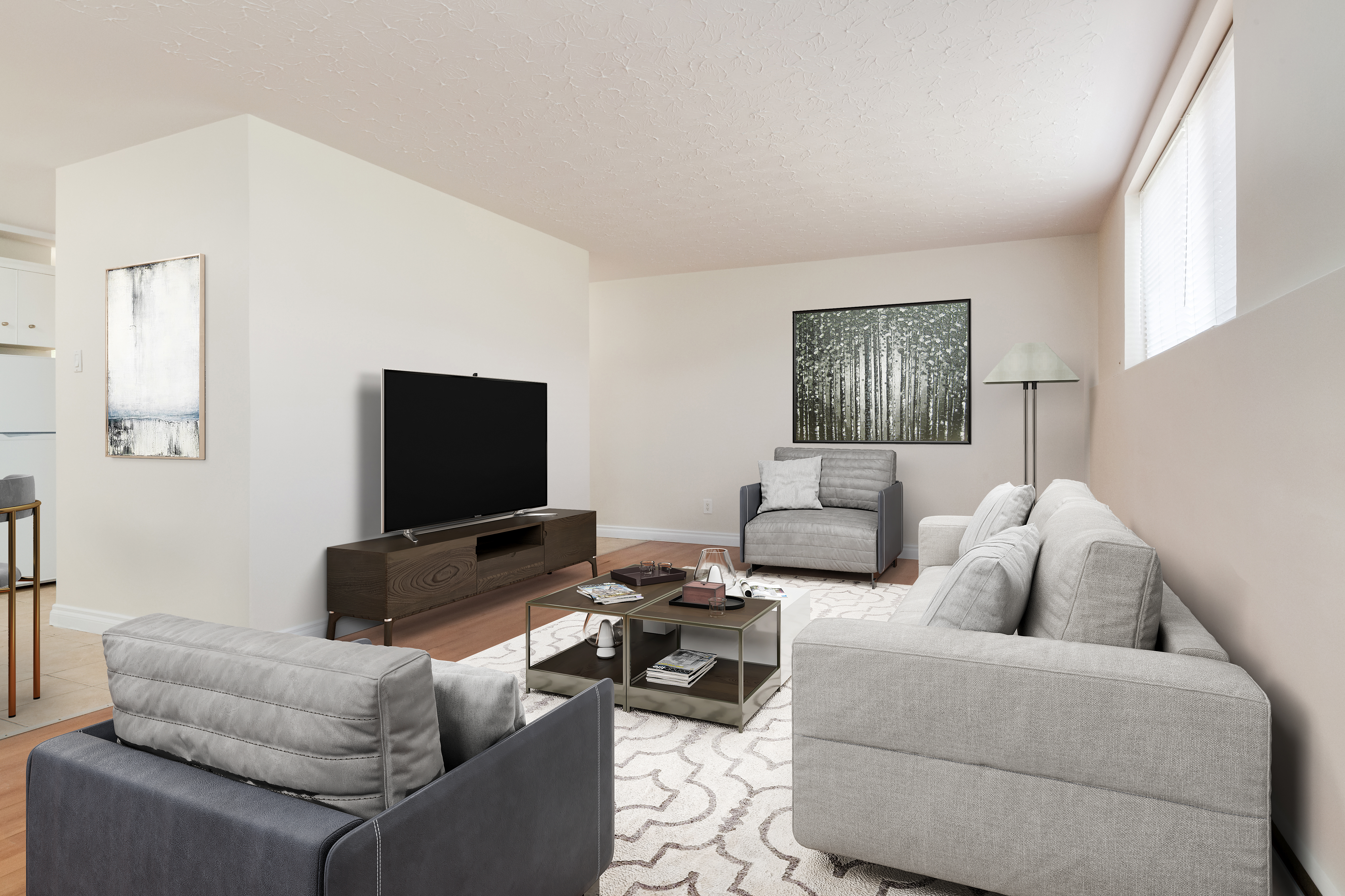 Interior look at the living room in Rosewood Manor in Edmonton.