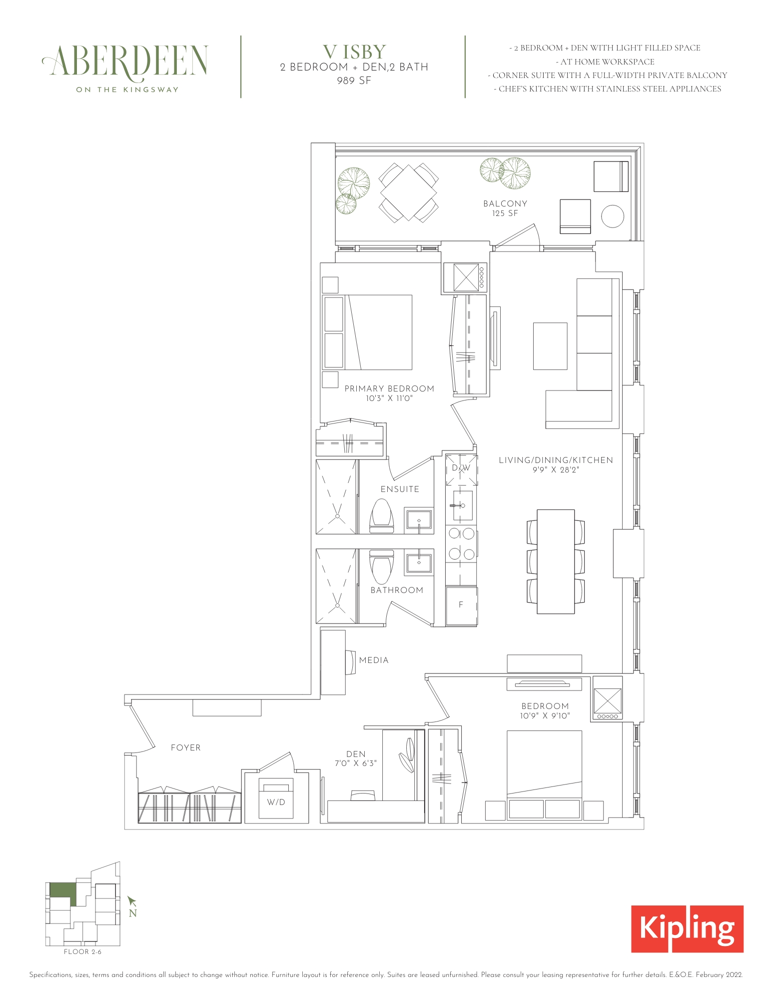 Floorplan image for Two Bed plus Den suite (Visby)