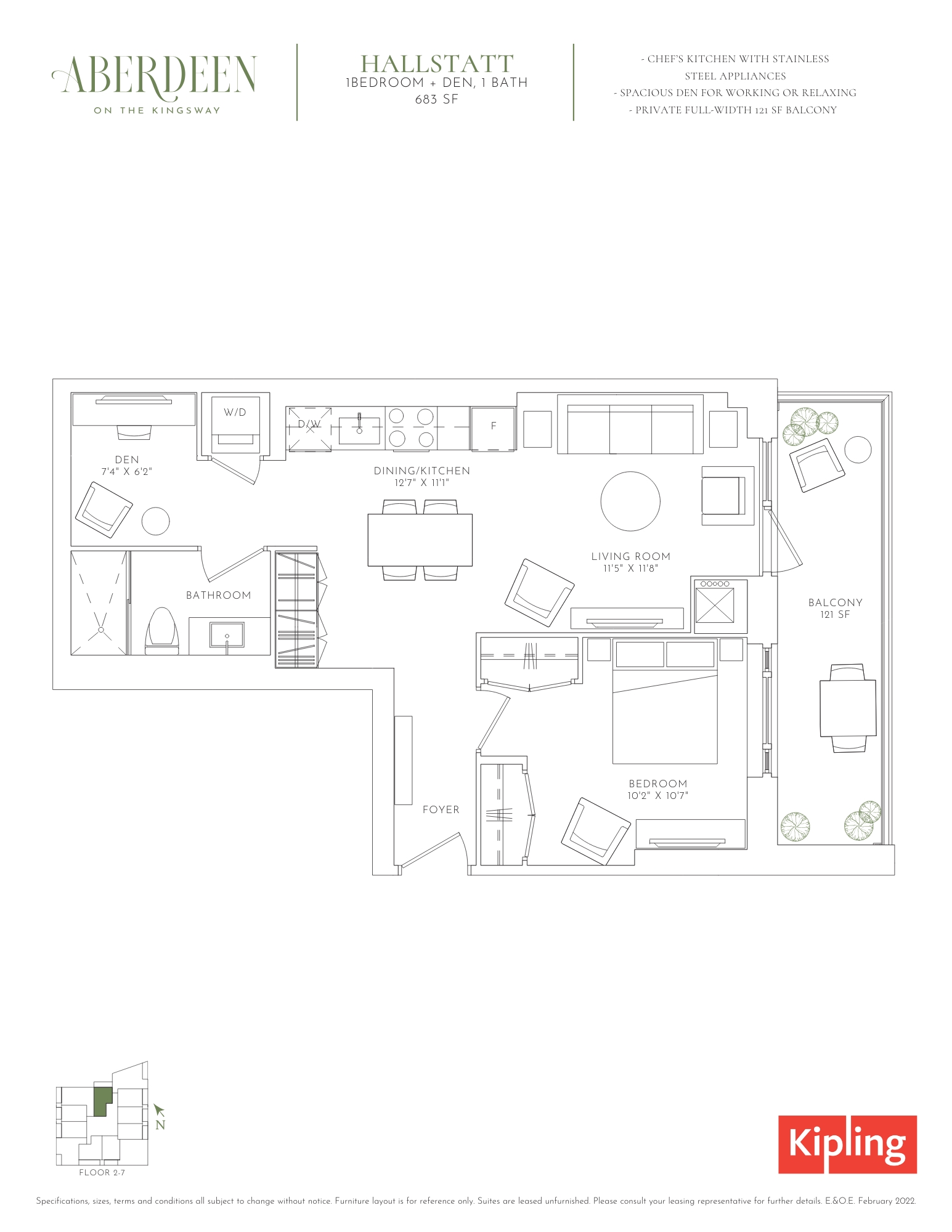Floorplan image for One Bed plus Den suite (Hallstatt)