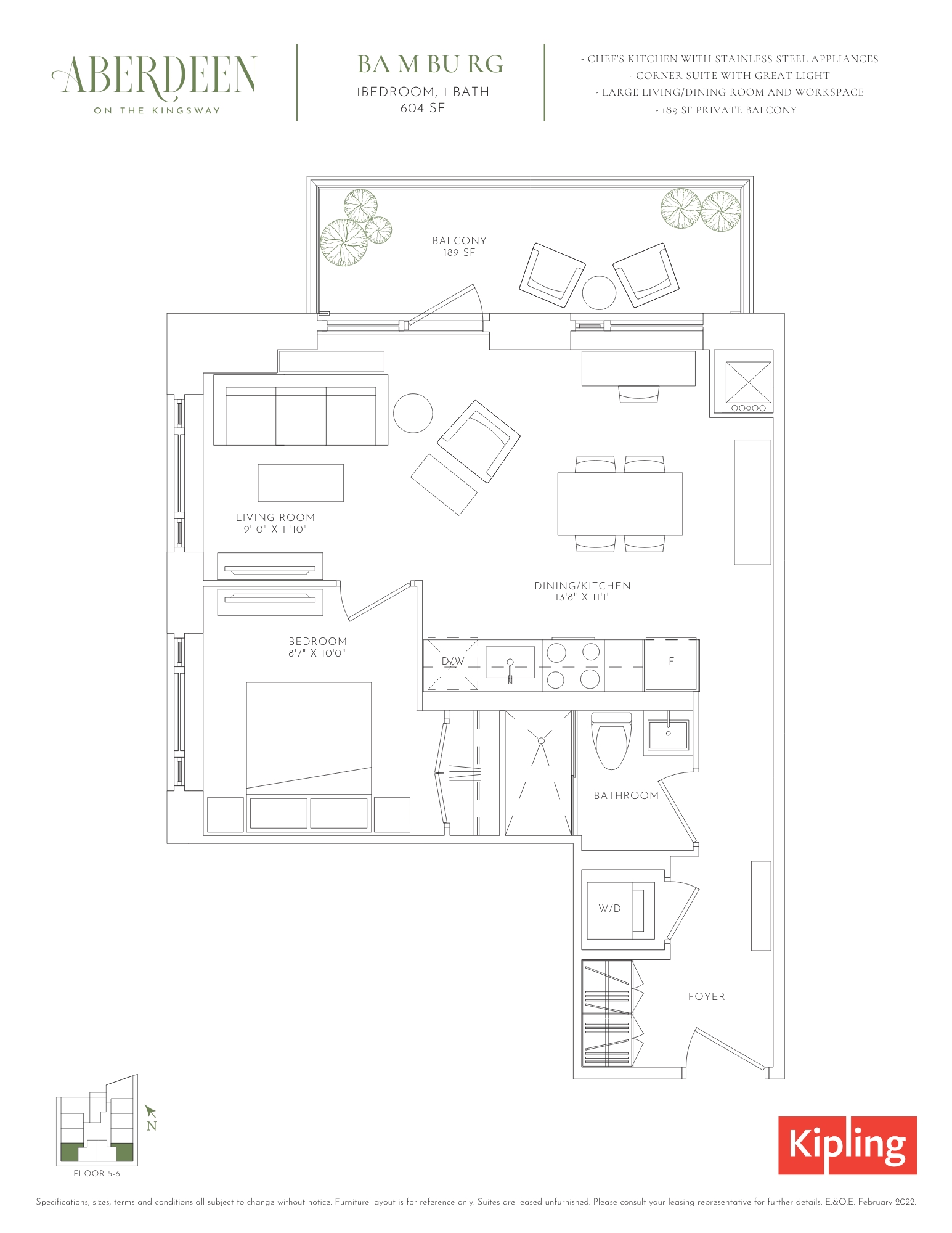 Floorplan image for One Bed plus Den suite (Bamburg)