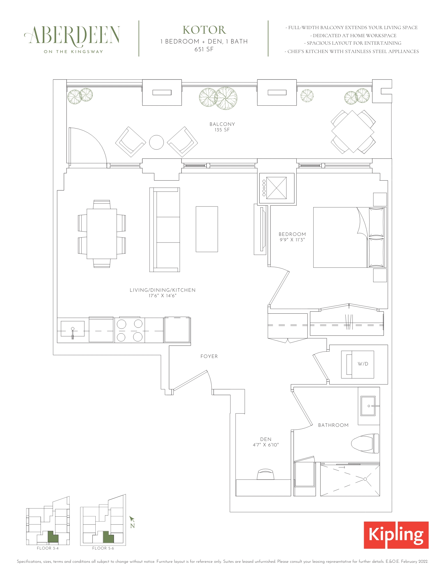 Floorplan image for One Bed plus Den suite (Kotor)