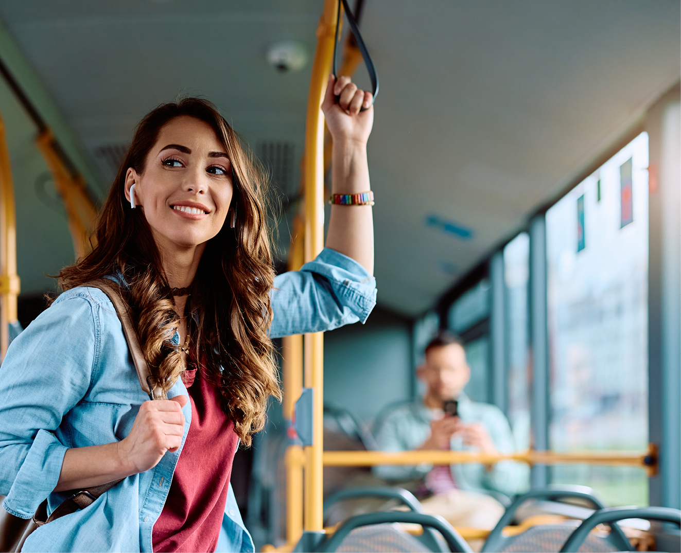 Young woman commuting on public transit