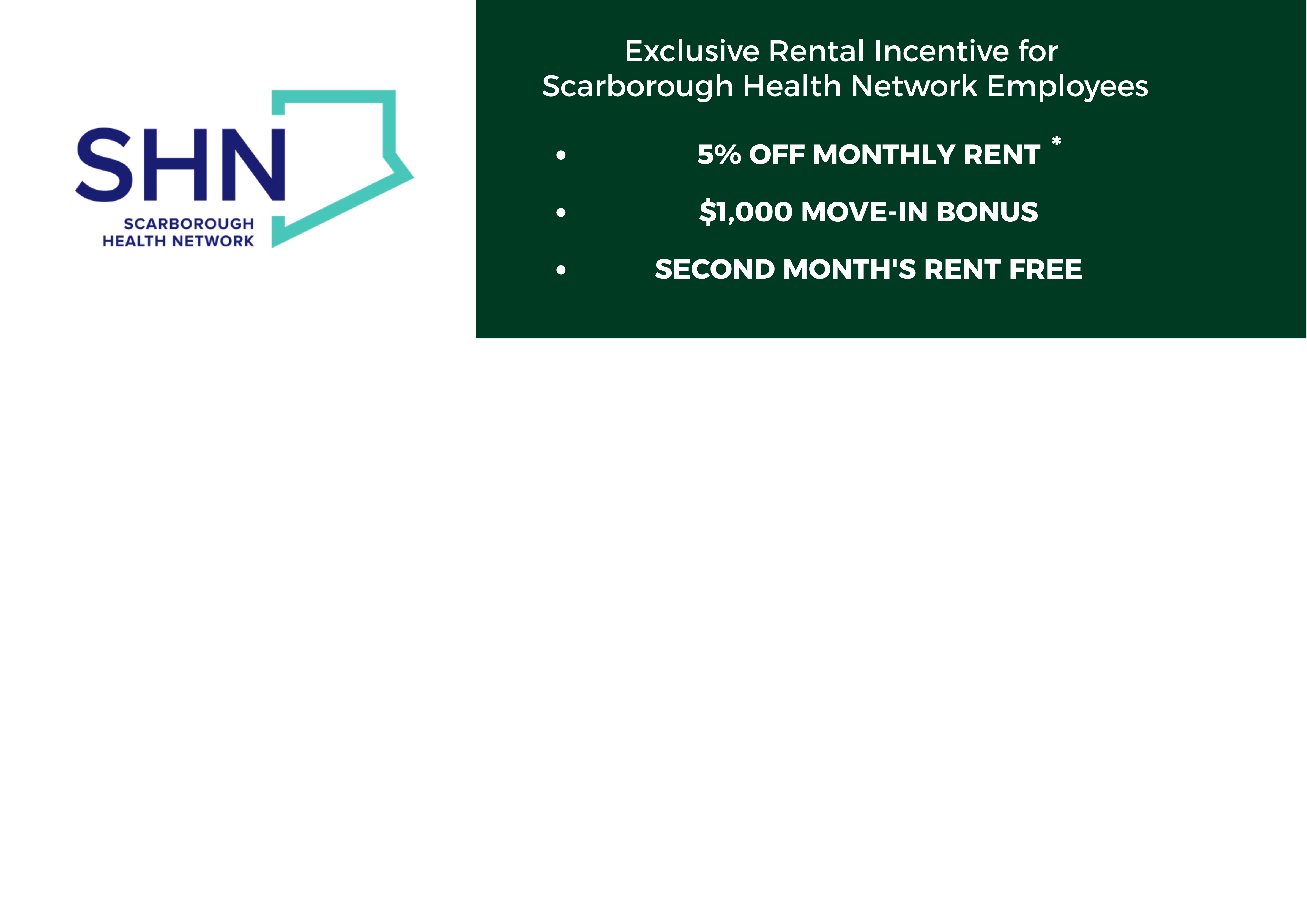 Exclusive Rental Incentive - For Scarborough Health Network Employees