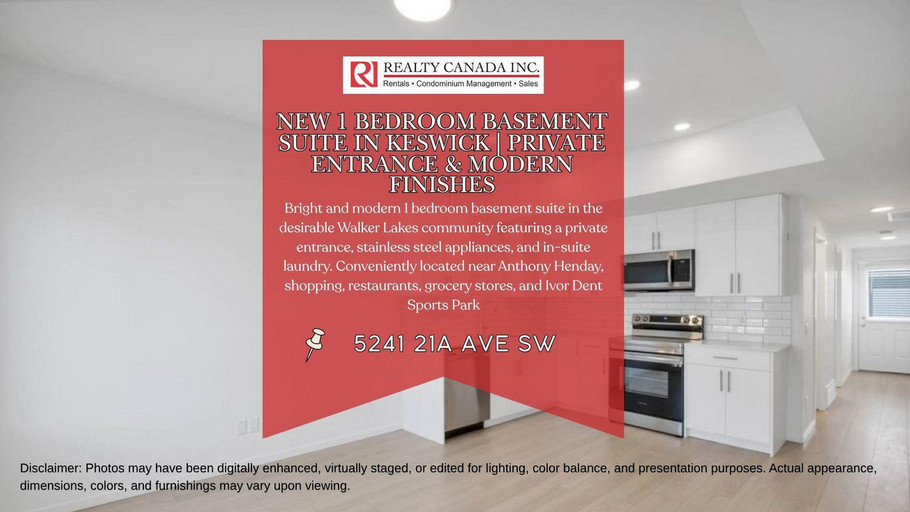 (PN495-2) Modern 1 Bedroom Basement Suite in Walker Lakes