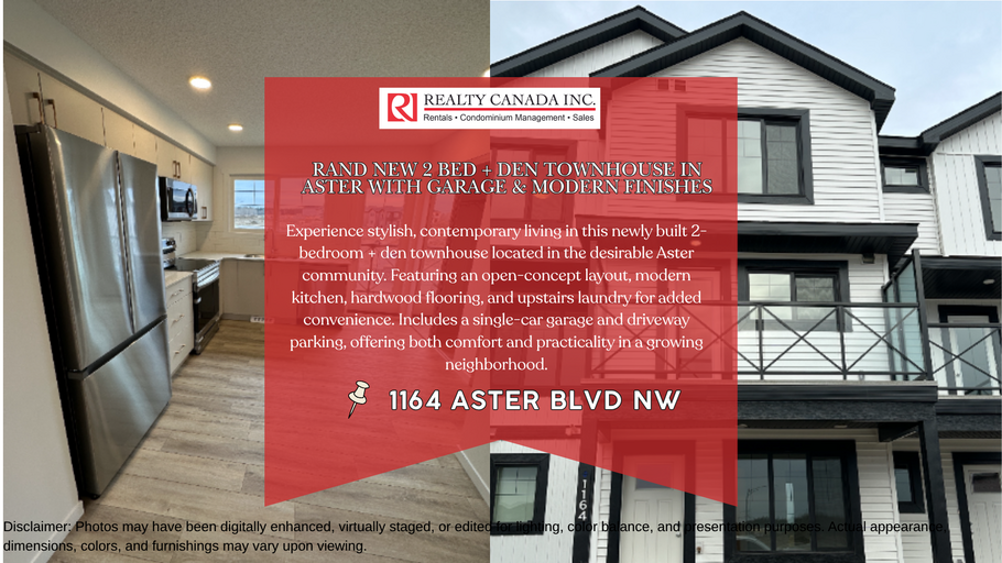 1164 Aster Blvd NW_07012026 (PN 0053) Modern Living in the Heart of Aster - Brand New 2 Bed + Den Townhouse!