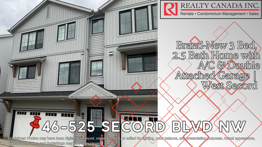 (PN 1246) Brand-New 3-Bedroom Home with A/C & Double Garage in West Secord