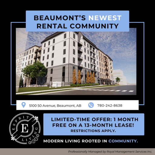 Esprit Living modern rental apartment building in Beaumont Alberta