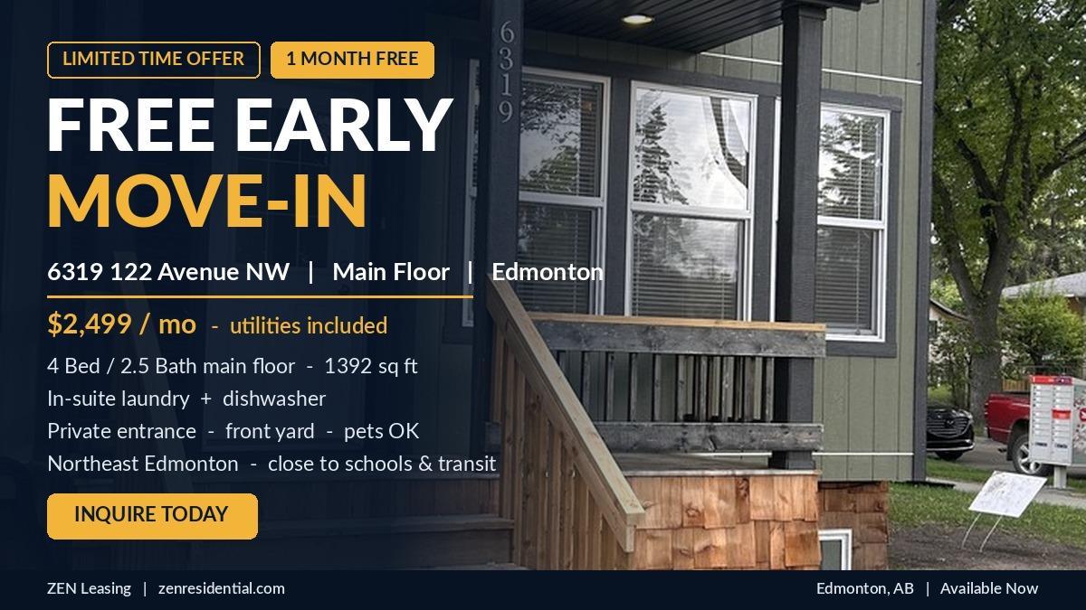 1 MONTH FREE – 4 Bedroom, 2.5 Bathroom Main Floor Home | Montrose | SF205