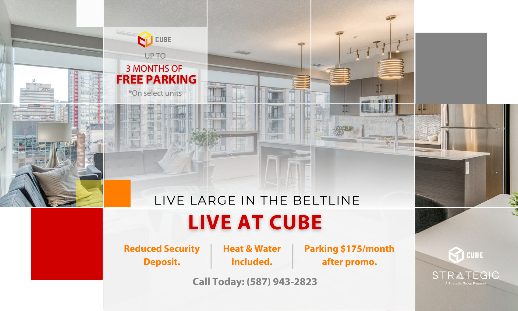 CUBE - Live large in the Beltline. Underground Heated Parking 175/mo.